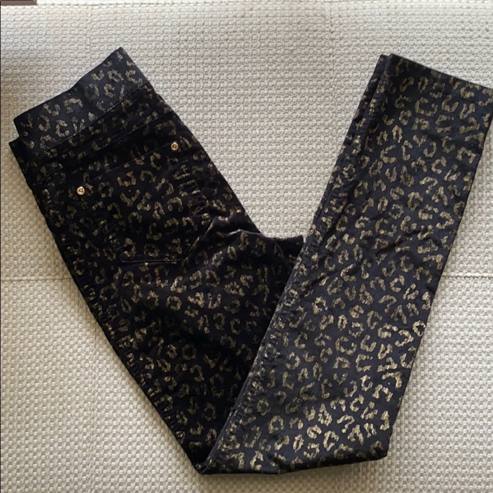 Velvet gold and black leggings